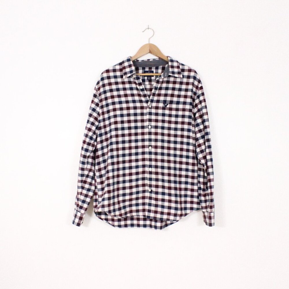 Mens American Eagle Plaid Button Down